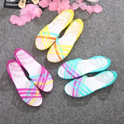 China Cushioning Women Jelly Shoes Summer Sandals Female Flat Shoes Casual Ladies Slip Toe Beach Shoes for sale