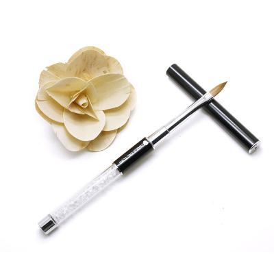 China Professional Black Rhinestone NAIL Handle Pure Acrylic Brush Logo Nail Painting Tools Custom 100% Kolinsky Nail for sale