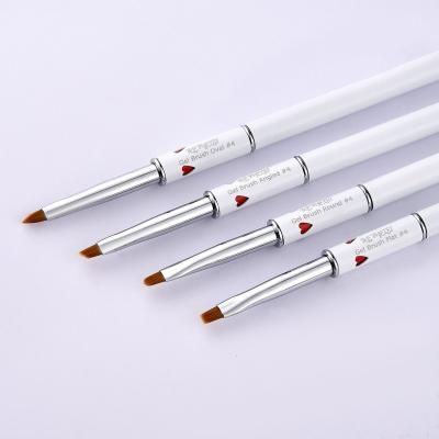 China Beauty Care Make Tools Professional Nail Art Tools 4 Specifications White Red Heart Metal Handle Nail Brush 100% Pure Nylon Hair Acrylic Nail Art Brush for sale