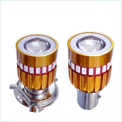 China Motorcycle Headlight H4 H6 Ba20d Led Motorbike Headlight LED Bulbs Motorbike Lamp Scooter Head Bulb With Angel Eyes for sale