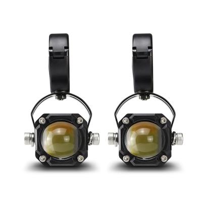 China Amber Motorcycle Mini LED Headlight Dual Color Dual Color Projector Lens 40w 10-100V White Auxiliary Headlamp Headlamp Fog Lights 40w 10-100V for sale