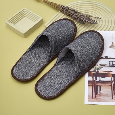 China Exquisite Disposable Hotel Amenities Personalized Disposable Hotel Slippers,High Quality Linen fabric Spa Hotel Slipper for sale