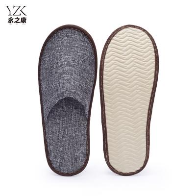 China Exquisite Disposable Hotel Amenities Linen Hotel Slippers Custom Logo Eva Sole Cheap Disposable Slippers For Hotel for sale