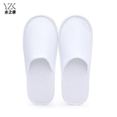 China Exquisite Disposable Hotel Amenities Wholesale Luxury Personalized Close-toe Cotton Waffle Hotel Slippers Non-slip Waffle Spa Disposable Slippers for sale