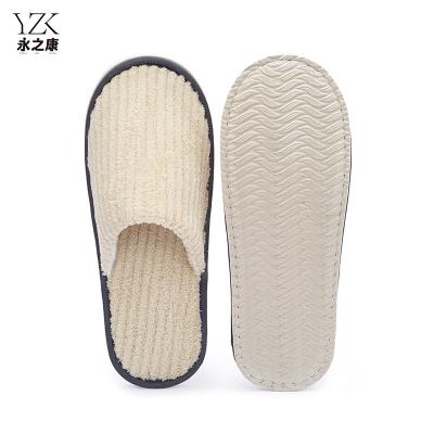 China Exquisite Disposable Hotel Amenities custom logo high quality luxury 5 stars eco friendly coral fleece disposable hotel slippers for sale