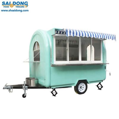 China Unique Design Towable Fiberglass Mobile Food Trailer Commercial Burger Catering Trailer for sale