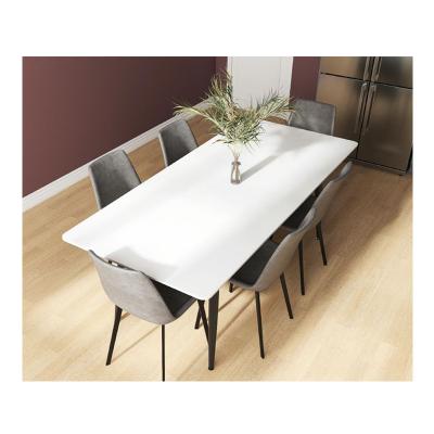 China Contemporary Wholesale Modern Design Carbon Steel Backing Rock Plate Furniture Dining Table 6 Chairs for sale