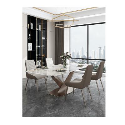 China Modern Rectangular Furniture Carbon Steel Frame Slate Dining Table (Other) Luxury Style Adjustable for sale