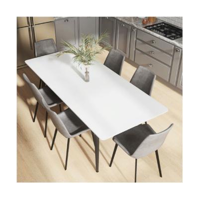 China Environmental protection contemporary longevity modern design fashion rectangular white dining table set for sale