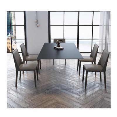 China Multi Seat Dining Table (Other) Modern Design Environmental Protection Durable Rectangular Black Acrylic Flat Dining Table for sale