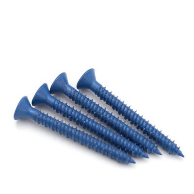 China Pan 50MM Blue Cross Hexagonal Head Fence Posts Lead Screwing In Concrete Anchors Screws for sale