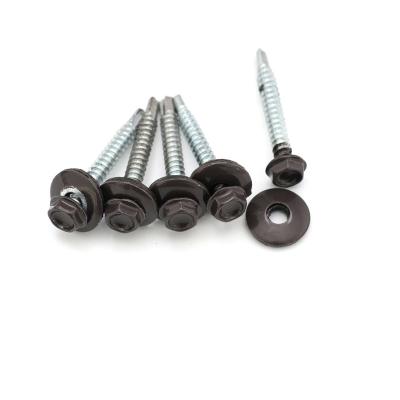 China Pan EPDM Joint Head Paint Galvanized Hex Head Self Drilling Structural Steel Screws for sale