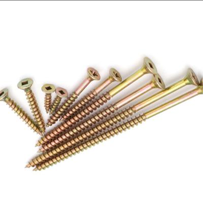 China Particleboard Square Hole Pan Best Fasteners For 30MM 40MM 50MM 60MM Harden Yellow Zinc Chipboard Wood Screws for sale