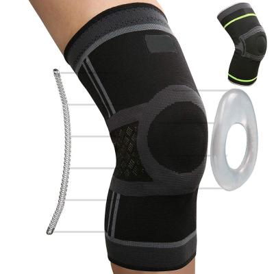 China Best High Knee Elastic Compression Sleeve Knee Brace With Lateral Stabilizer Patella Gel Pads For Knee Support for sale