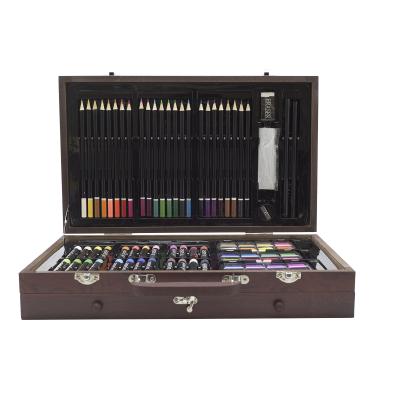 China Drawing Writing Art Supplies Painting Coloring Set Luxury Oil Pastel Drawing Kits With Wooden Case for sale