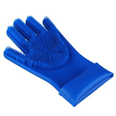 China LCJ044 Long Silicone Wash Dish Glove Blue Dishwashing Gloves Plastic Kitchen Gloves For Dishes Washing Household for sale