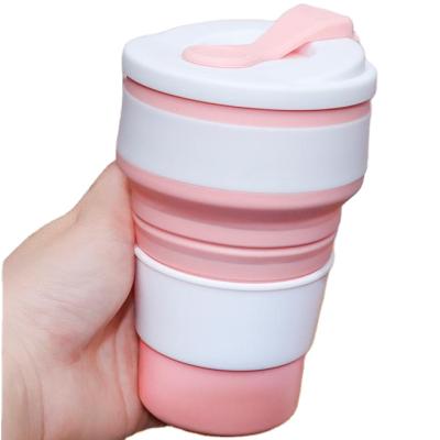 China 12 oz Viable Reusable Silicone Travel Mug Silicone Collapsible Cup with Lid for sale