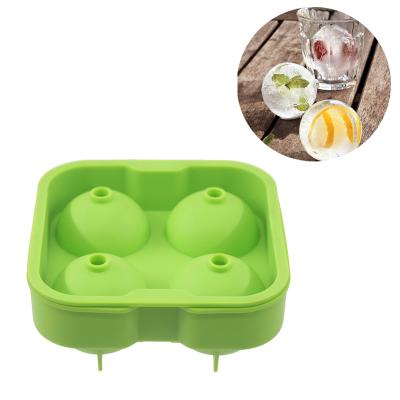 China Sustainable Novelty Food Grade Silicone Ice Cream Mold Tray Ice Sphere Mold With 4 x 4.5 cm Ball Capacity for sale