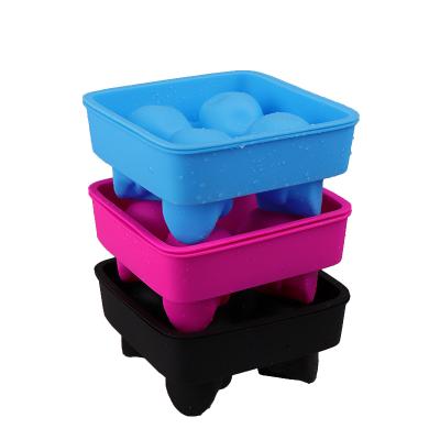 China Large Disposable Black Silicone Cool Skull Molds Silicon Ice Cube Tray For Bar for sale