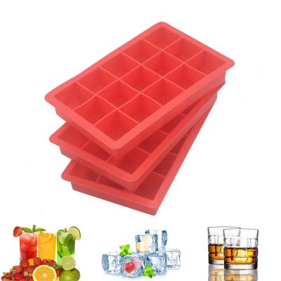 China Sustainable Moldes Para Hielo, Food Grade Silicone Ice Cube Tray Mold, Custom Ice Cube Tray 15 Frame Ice Tray for sale