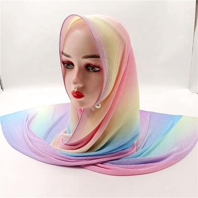 China Newest design women's shawl 2022 fashion feeling rainbow pattern hijab gradient soft smooth ramp scarf for muslim women for sale