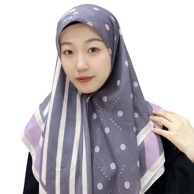 China Wholesale digital premium fabric bawal square scarf fabric bawal custom print malaysia polyester tudung polyester muslimalas hijab for sale