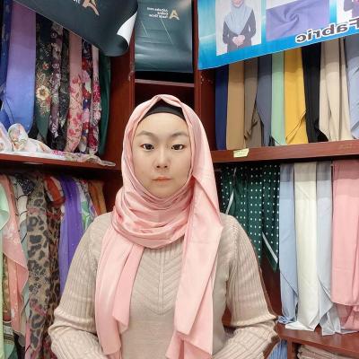 China Hot sale high quality cheap price dyed scarf hijab satin hijab satin shawl solid colors polyester can do to order for sale