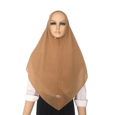 China High Quality Chiffon Instant Simple Women Muslim Square Hijab Malaysia Muslim Scarf Two Layers Easy To Wear Hijab for sale