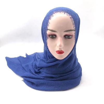 China Wholesale gold glitter hijab muslim tudung cotton veil bawal glitter 126 colors crinkle cotton hijab gold glitter ladies solid dyed shawls for sale