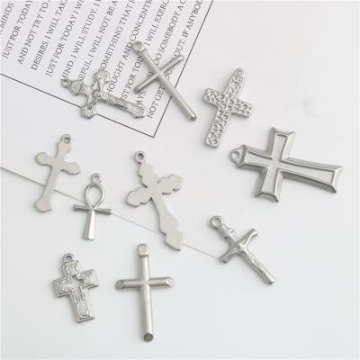 China Stainless Steel Small And Medium Cross Dangle DIY Bracelet Necklace Earrings P30 for sale