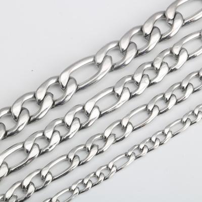 China Stainless Steel 3:1nk Stainless Steel Figaro Chain DIY Bracelet Necklace Hanging Luggage Chain Wholesale for sale