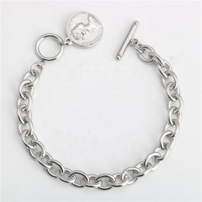 China New Queen Elizabeth Pendant Bracelet Stainless Steel O chain punk fashion for sale