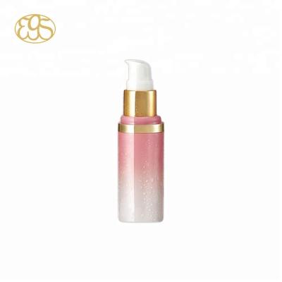 China Non Spill 50ml Plastic Serum Bottle With Pump W Gold Cap for sale