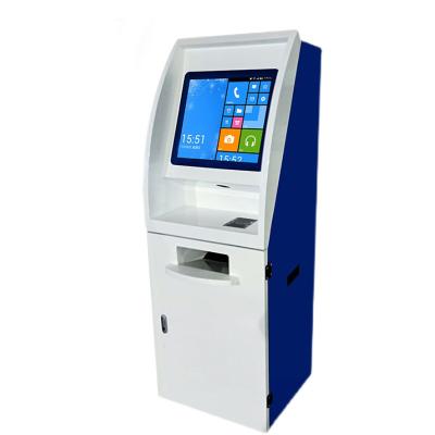 China Self Service Terminal Kiosk 19 Inch Self Service Terminal Kiosk Automatic All In One QR Barcode Scanner Card Reader Printer for sale