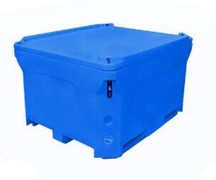 China Top loading PE PU Foam Insulated Food Transport Container 1000L Capacity with Rubber Handle for sale