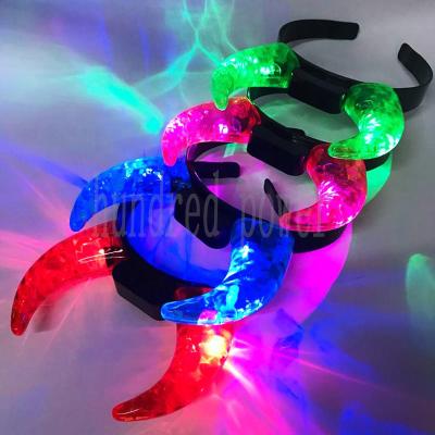 China Red Light Up Headbands Devil Horns Party Cosplay Flashing Light Headbands for sale