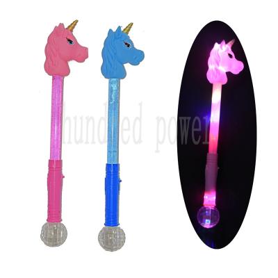 China Plastic Unicorn Light Up Wand Toy 52CM Magic Light Wand 6cm Ball Size for sale