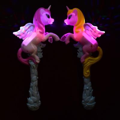 China Novelties Unicorn Handheld Spinning Light Toy 5 LED Lights ABS Material for sale