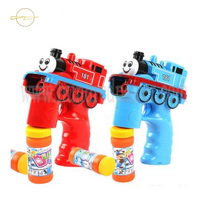 China Outdoor Light Up Bubble Blaster Train Shaped Bubble Blowing Toys For Toddlers for sale