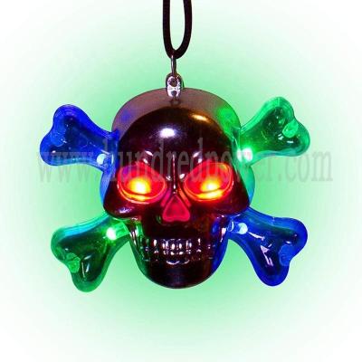 China Fashion Skull Led Flashing Necklace Blinking Led Glowing Crystal Necklace for sale