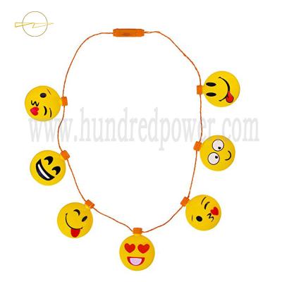 China Emoji Icon Led Flashing Necklace 7 White LED Lights Festival Decoration for sale