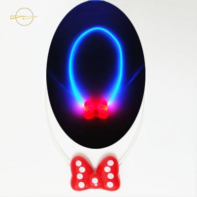 China Bow Tie  Led Flashing Necklace Plastic Light Up Birthday Necklace 2 LED for sale