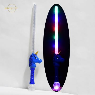 China Lovely Unicorn Plastic Light Up Toy Sword With Ball For Birthday Party for sale