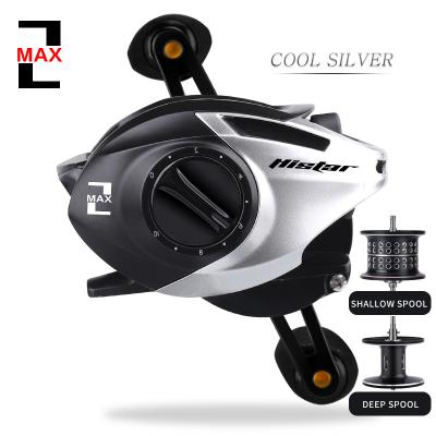 China HISTAR 6.3:1 High Speed ​​Gear Ratio 8KG Drag Power 5+1 BBS Brake System Dual Reel MAX Silver MAX Series Silver Baitcasting Fishing for sale