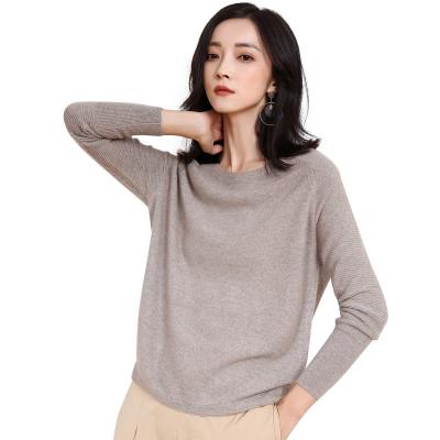 China Fashion O Neck Cashmere Sweater Breathable Single Rib Knit Long Sleeves Cashmere Women Sweater for sale