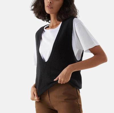 China Anti-wrinkle manufacture new OEM solid color design cashmere wool classic vest for women for sale