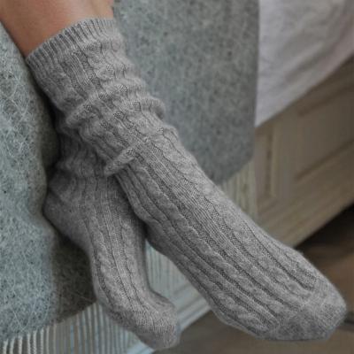 China Breathable Cable Knitting Super Soft Sheer Cashmere Socks Women Push Up Socks Solid Color For Women for sale