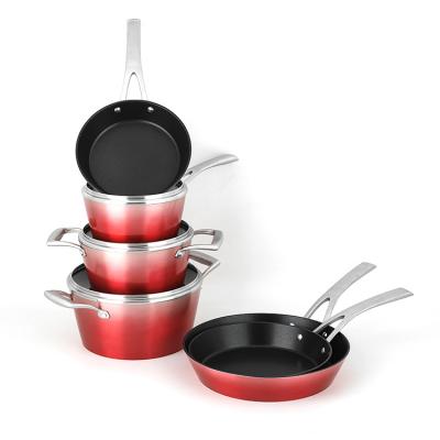 China Sustainable New Design High Quality Non Stick Kitchenware Accessories Aluminum Cookware Sets for sale