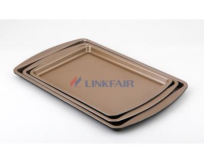 China Durable 3 Piece Wide Edge Carbon Steel Classic Non Stick Rectangle Baking Tray for sale