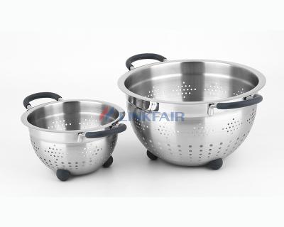 China Sustainable 2 Pieces Stainless Steel Colander Cookware Set 16*9.5cm; 24*14.5cm for sale